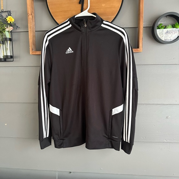 Adidas Women’s Black Track Jacket with White Stripes - Picture 1 of 3